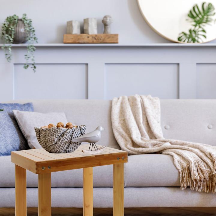 Produktbild Toboli Sitzhocker Beistelltisch Bambus 440x280x408mm Badhocker 90kg Holzhocker