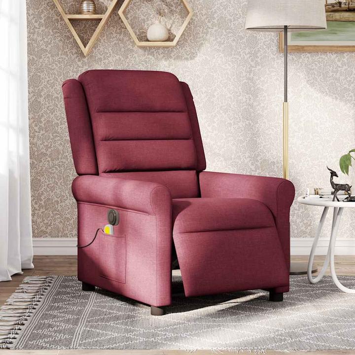 Actual product image vidaXL Massage chair electric wine red fabric