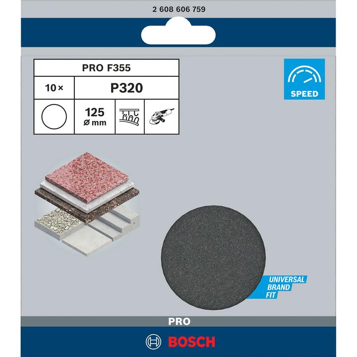 Produktbild Bosch Professional Zubehör PRO F355 Schleifblatt, 125 mm, G320 (320)