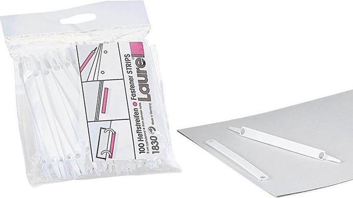 Actual product image Laurel 100 EASY CLIP filing strips white plastic