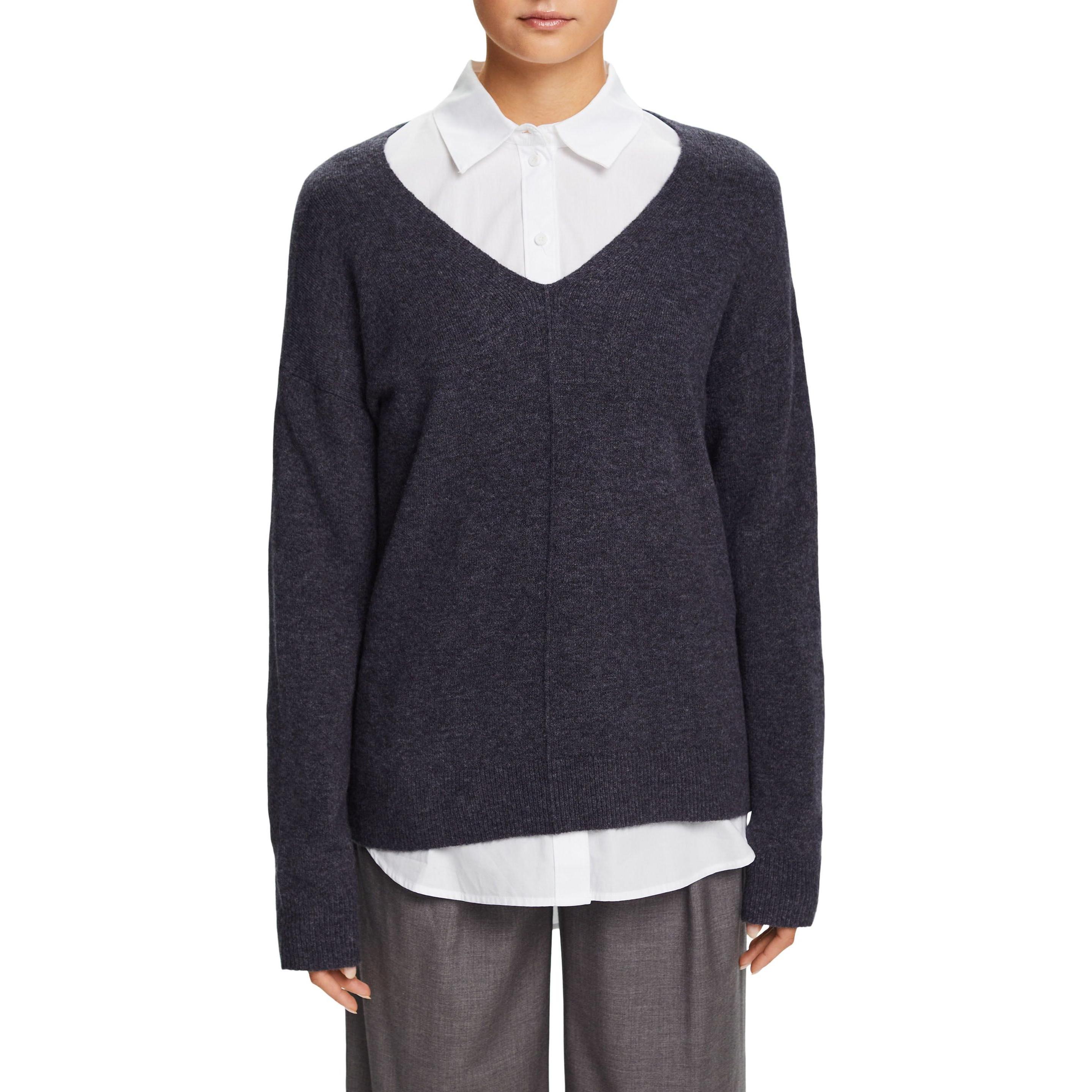 Thumbnail - Esprit, Damen, Pullover, sweatshirt v-kragen damen, Blau, (XL)