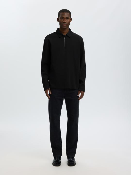 Produktbild Selected Geripptes Half-Zip Langarm-Poloshirt (S)