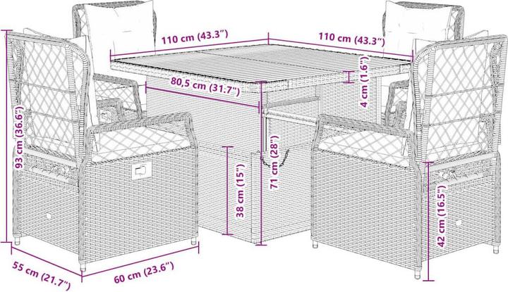 Produktbild vidaXL Garten Essgruppe