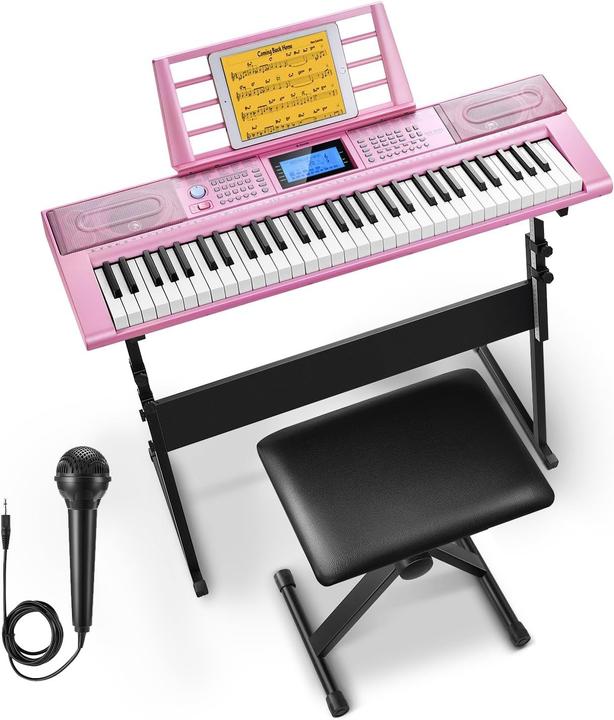 Actual product image Donner Electronic Keyboard Kit with 61 Keys, 249 Voices, Stand, Stool, Microphone (61 Keys)