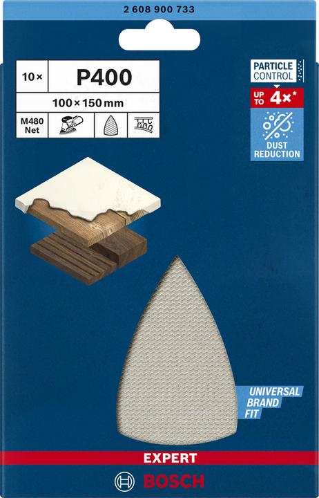 Image du produit Bosch Professional Zubehör EXPERT M480 Filet de ponçage pour ponceuse Multi 100 x 150 mm, G 400, 10 pcs. (400)