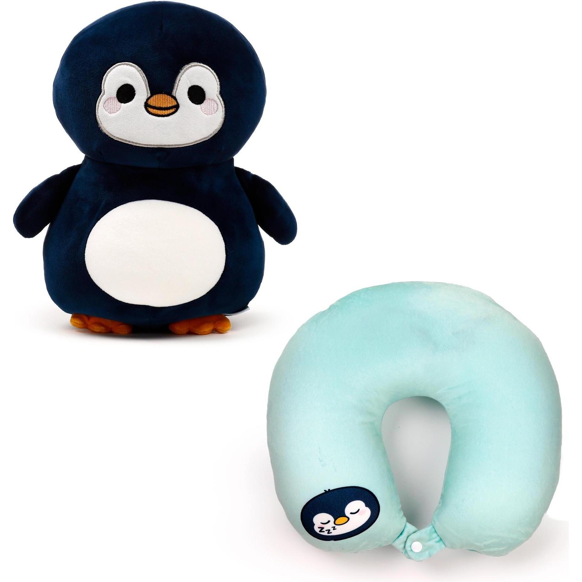 Sombo, Reisezubehör, Pinguin 2 in 1, Blau, (Kopf- & Nackenkissen)