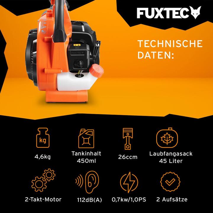 Immagine prodotto Fuxtec FX-LBS126 (Benzina, Soffiafoglie, Aspirafoglie, Aspiratore e soffiatore)