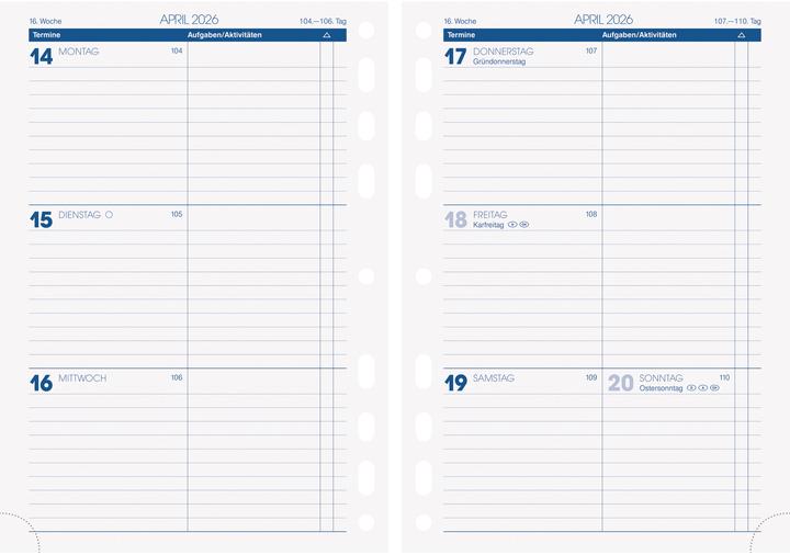 Produktbild Brunnen Timer Einlage 2026 079100006 1W/2S DE A5 (14.8 x 20.8 cm, 1 Woche / 1 Seite)