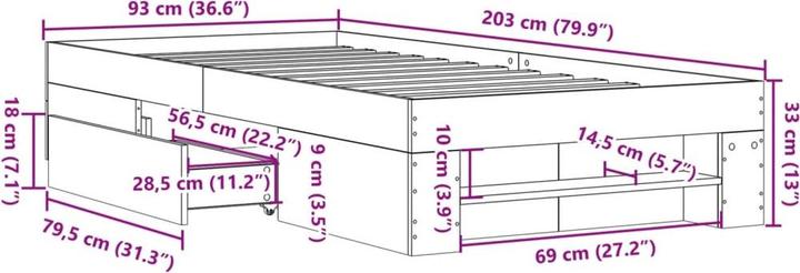 Image du produit vidaXL Bettgestell (90 x 200 cm)