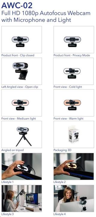 Immagine prodotto Verbatim Webcam con Micro+Light AWC-02 1080p Autof (2 Mpx)