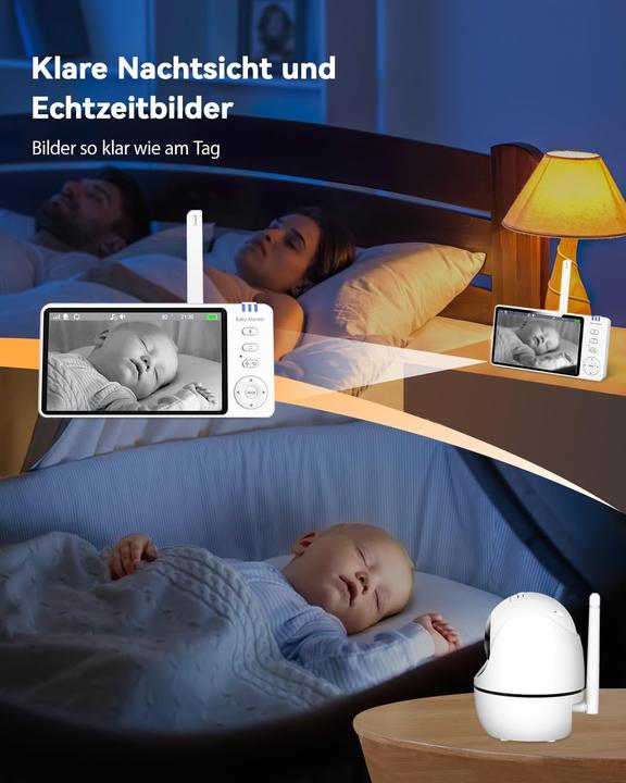 Produktbild SWE Babyphone mit Kamera und 360°-Schwenkfunktion (Babyphone mit Kamera, 300 m)