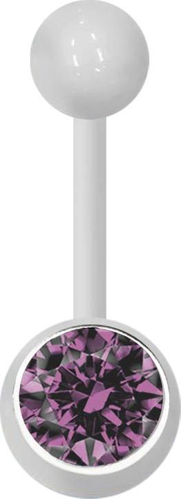 Actual product image Star Piercing Banana white with ball and ball crystal light purple (Plastic, without brass)