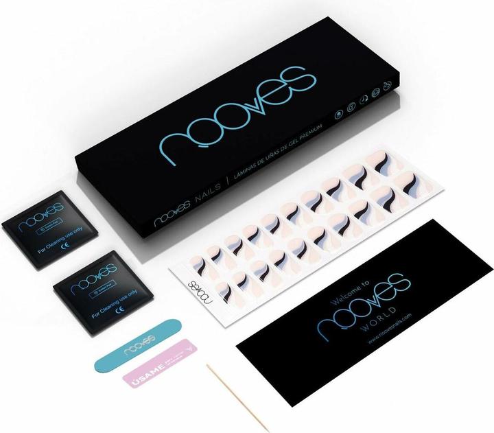 Produktbild Nooves NAILS Premium Pre-Cure Gel Nail Foils Flowing Stream Art Design Semi-Hardened Gel Nail Strips (Kunstnägel, Flowing stream)