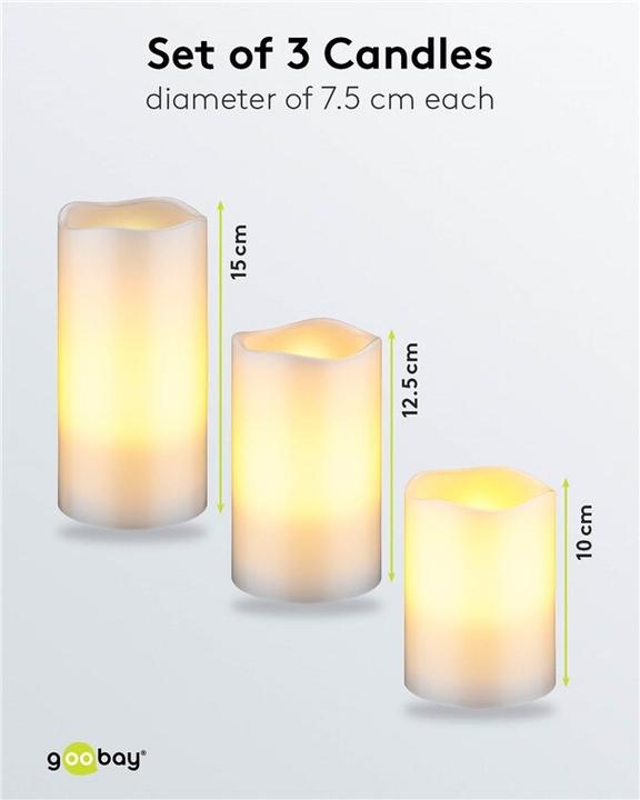 Actual product image Goobay 3er-Set LED-Echtwachskerzen (3x)