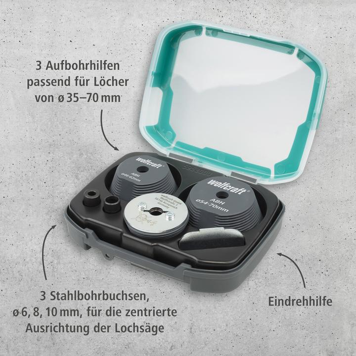 Produktbild wolfcraft 1 Aufbohrhilfeset Ø35-70mm (70 mm)