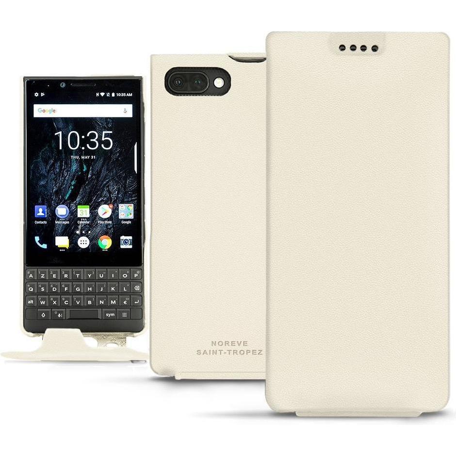 Noreve Lederschutzhülle vertikal (Blackberry KEY2), Smartphone Hülle, Weiss