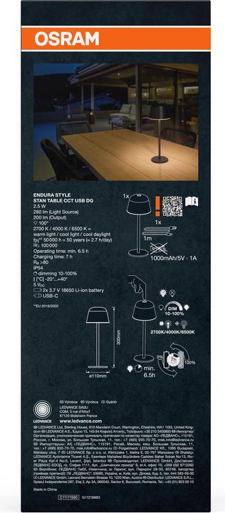 Produktbild Osram Endura Style Table CCT USB Dark Gray (200 lm)