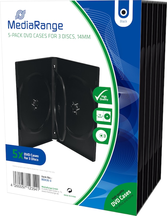 Produktbild MediaRange DVD Ersatzhüllen, für 3 DVD-Medium, 5 Stück