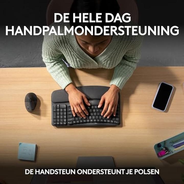 Actual product image Logitech Wave Keysergonomic Kb Graphite (BE, Wireless)