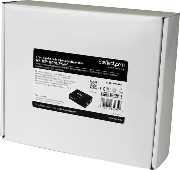 Image du produit StarTech Commutateur Ethernet Gigbit POE à 4 ports