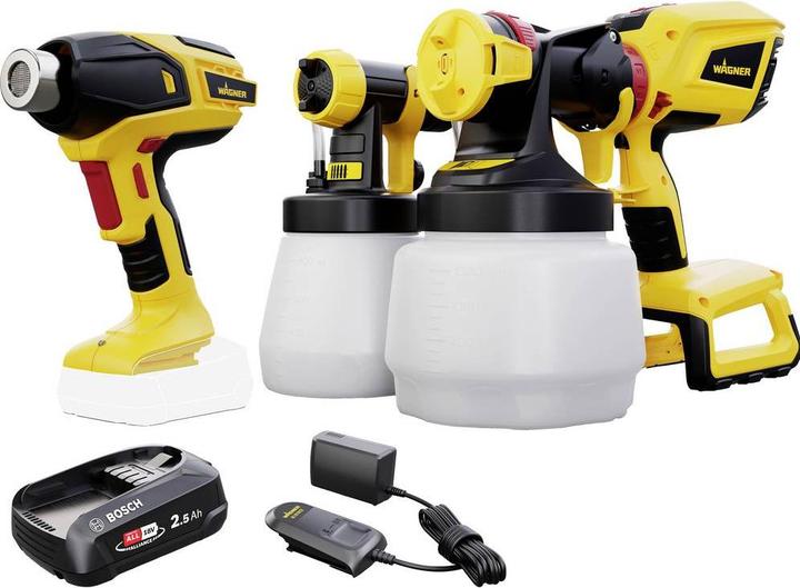 Actual product image Wagner Akku-Farbsprühpistole Universal Sprayer W 600 FLEXiO 18 V inkl. Akku-Heissluftpistole + Starter Kit
