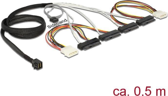 Image du produit Delock Câble Mini SAS HD x 4 SFF 8643 mâle > 4 x SAS 29 Pin SFF 8482 femelle