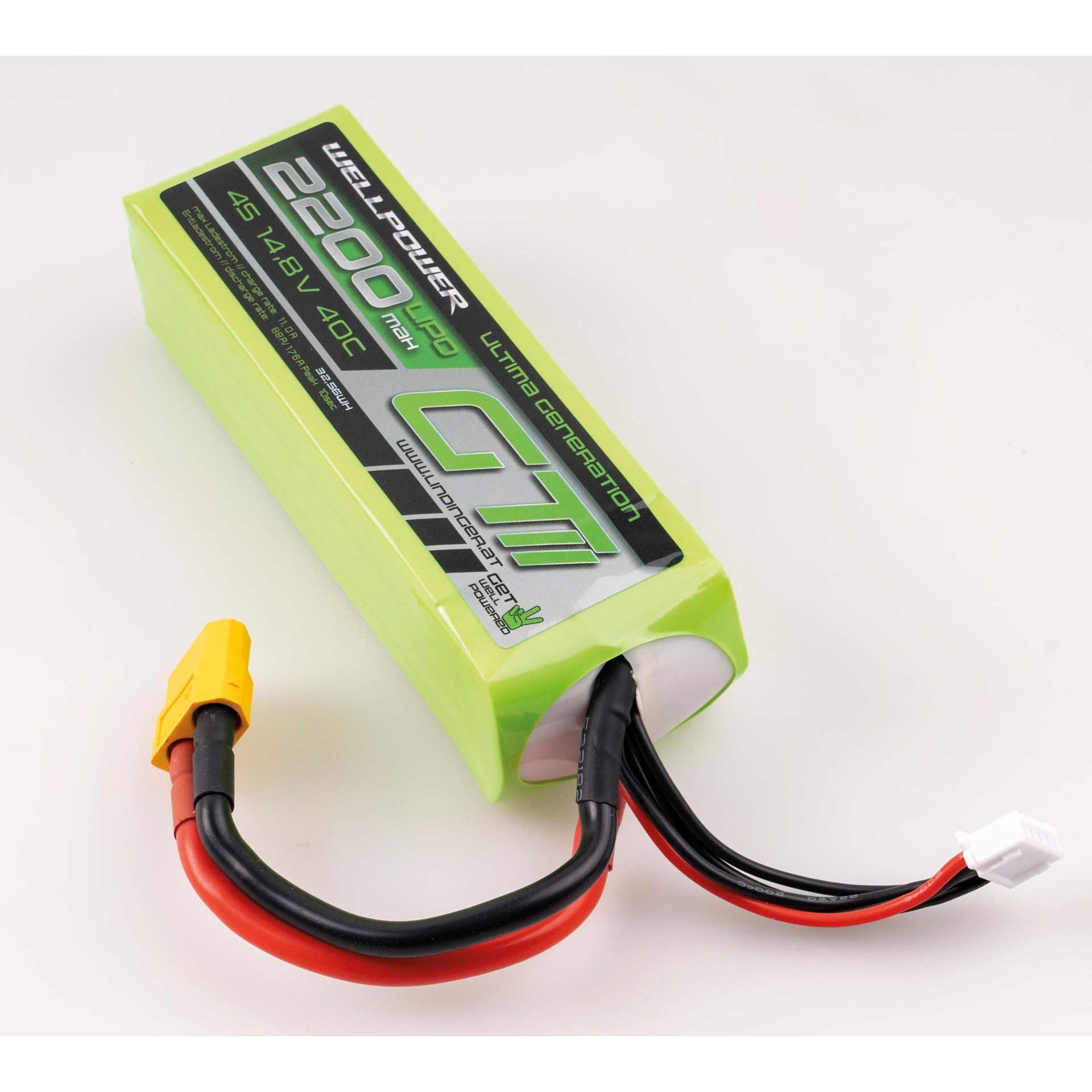 Wellpower LIPO AKKU ULTIMA GT II 2200 mAh / 14,8 Volt 4S 40/80C CH5/8 XT-60 (14.80 V, 2200 mAh)