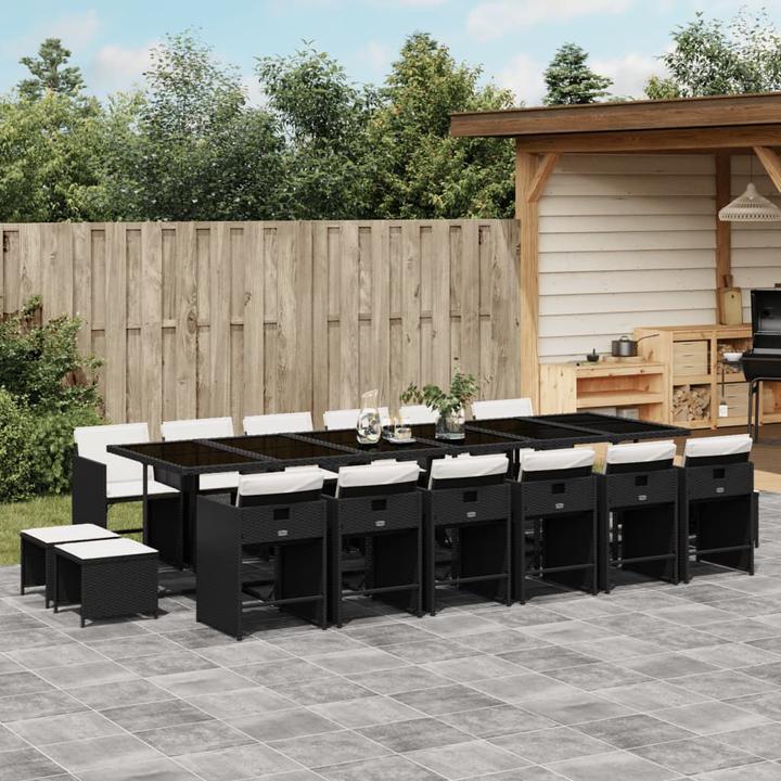 Actual product image vidaXL Garden furniture dining set garden set seating group 17pcs black poly rattan (330 cm)