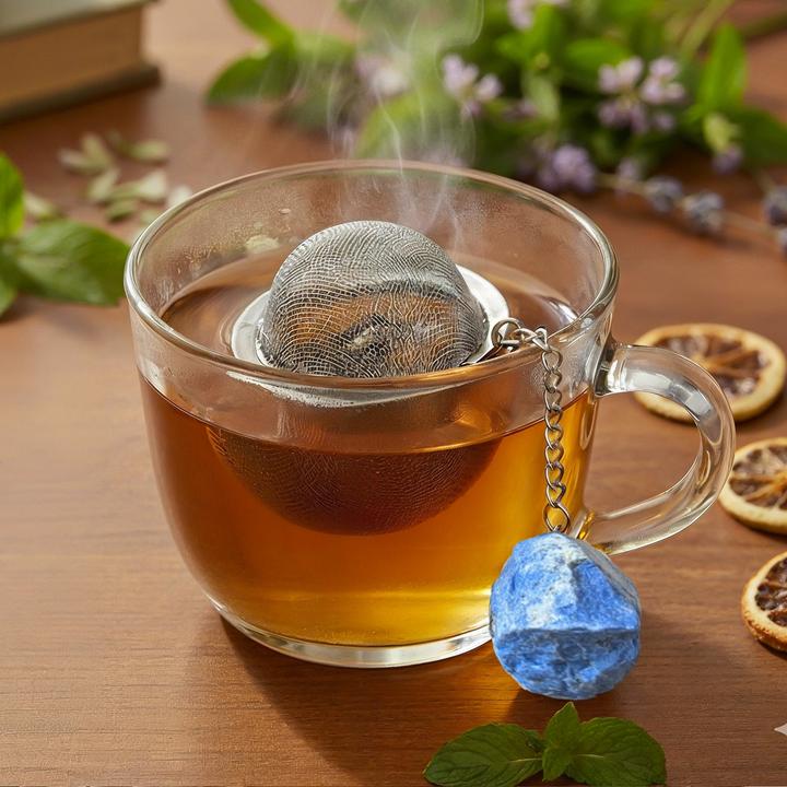 Actual product image Gewürzladen Näfels Teesieb mit Lapis-Lazuli-Anhänger, Teeei, Teekugel, Gewürzsieb