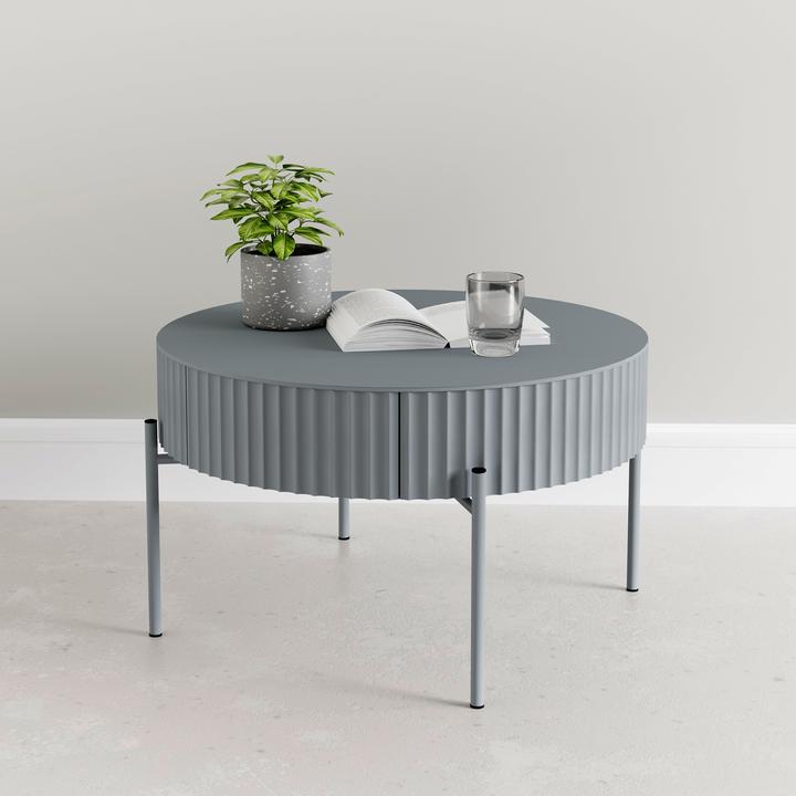 Image du produit En.Casa Couchtisch Rill mit Schublade 36xØ60 cm Grau (60 x 36 cm)