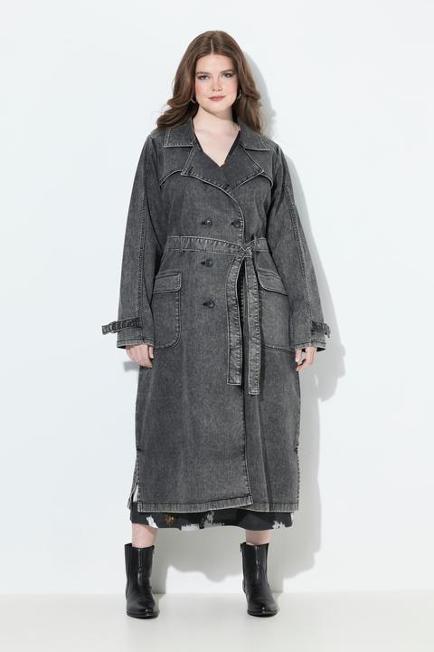 Image du produit Ulla Popken Trench-coat en jean, col à revers et double rangée de boutons. Style vintage. (42, 44)