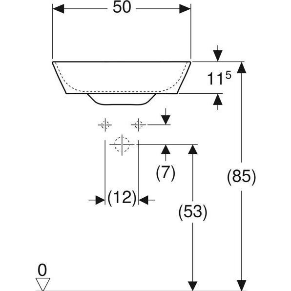 Thumbnail - Geberit, Waschbecken, ONE Aufsatzwaschtisch Schalenform, Abgang horizontal, weiss matt, 50x15,4x42,5cm, 505.05 (195 mm, ...