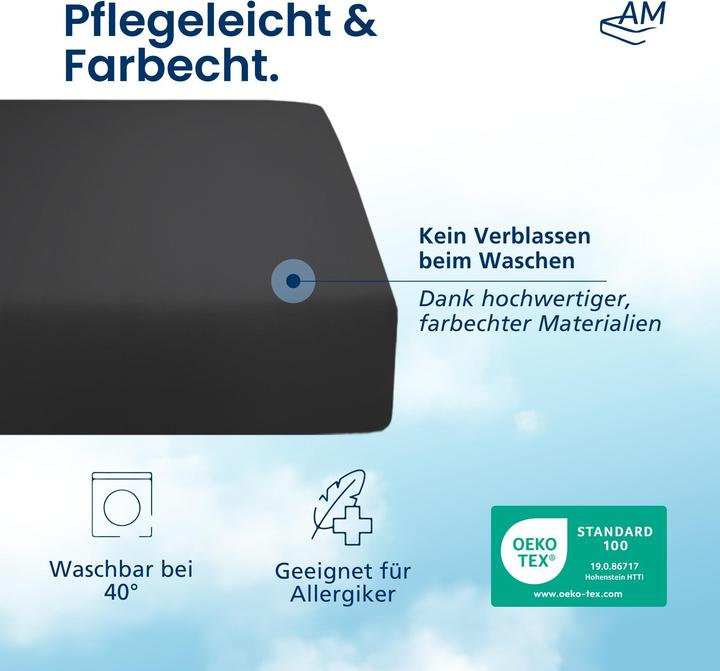 Actual product image AM Qualitätsmatratzen Premium Spannbettlaken für Matratze, Baumwolle (200gsm) (160 x 190 cm)