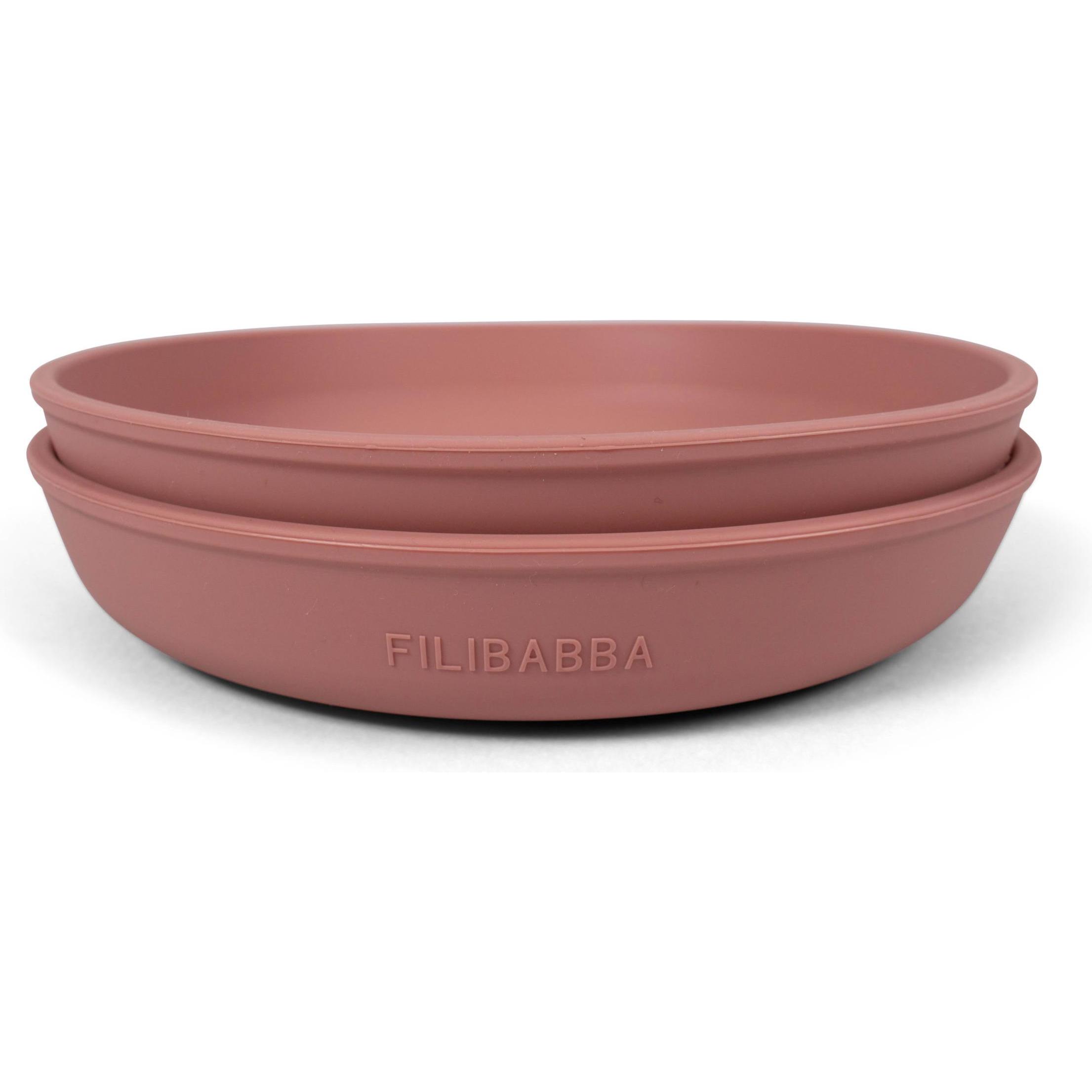 Filibabba, Kindergeschirr + Kinderbesteck, Silikonteller 2er-Pack - Rose