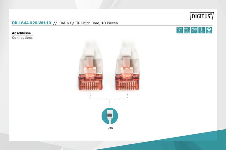 Produktbild Digitus CAT6 S-FTP Patchk.,2m, Weiss (S/FTP, CAT6, 2 m)