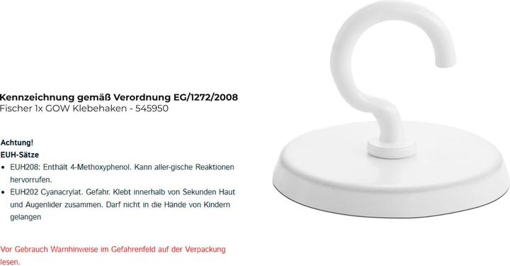 Produktbild Fischer Klebe-Haken