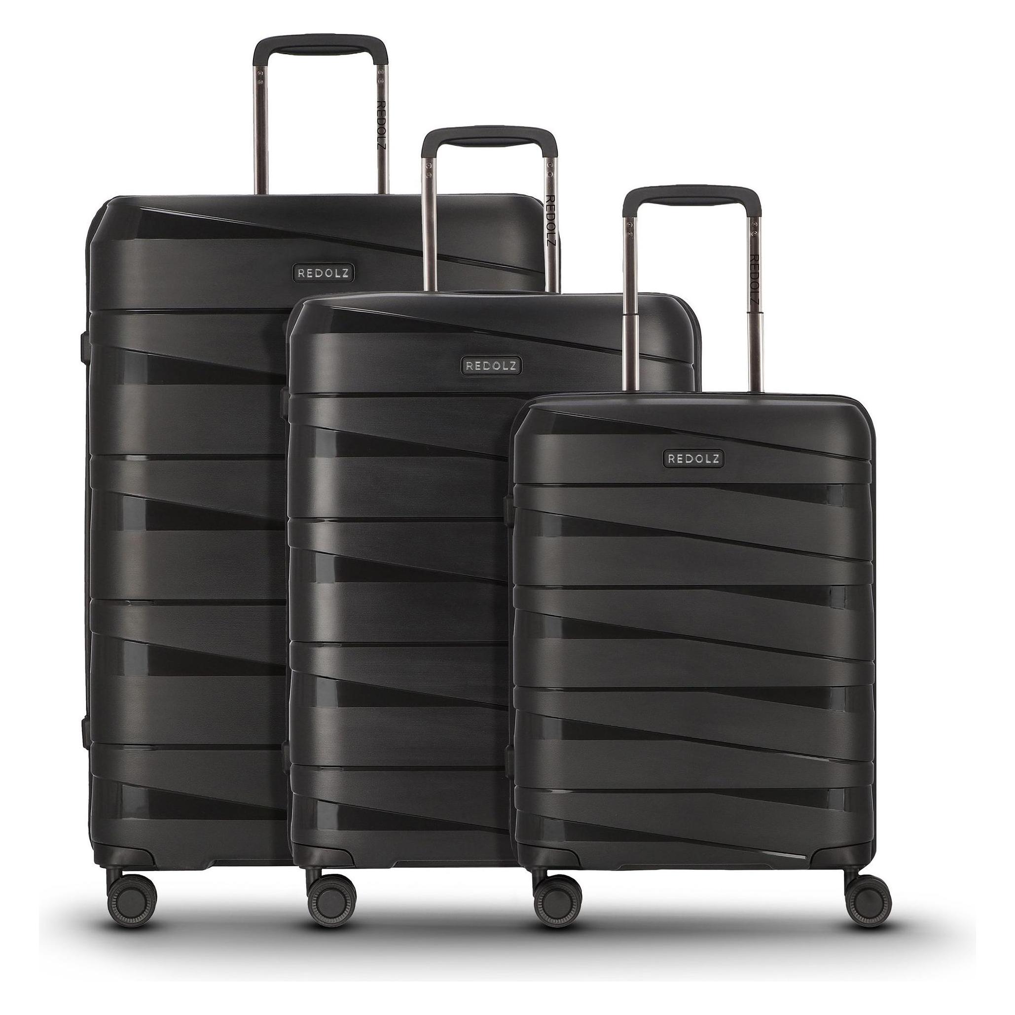 Redolz, Koffer, Essentials 10 3-Set 4 Rollen Kofferset 3-teilig, Schwarz, (188 l)