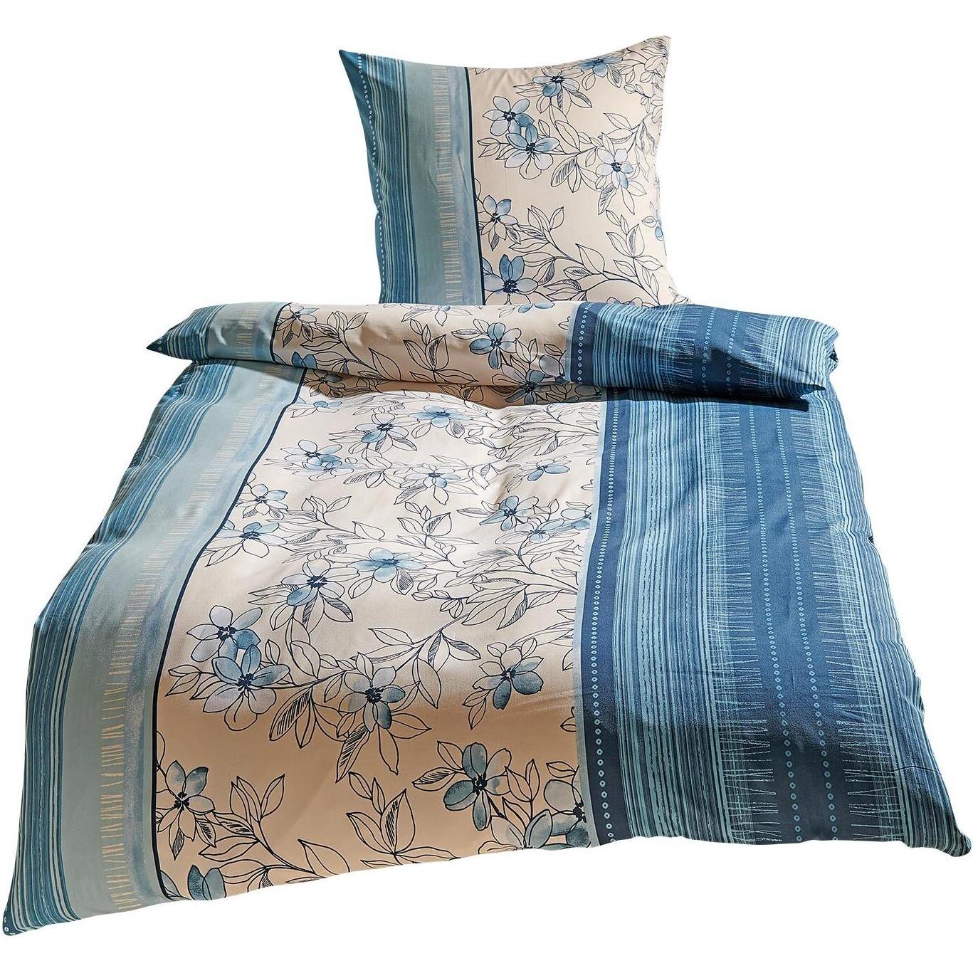 Traumschlaf, Bettwäsche, Fiori blau (Bettwäsche Set, 80 x 80 cm, 200 x 200 cm)
