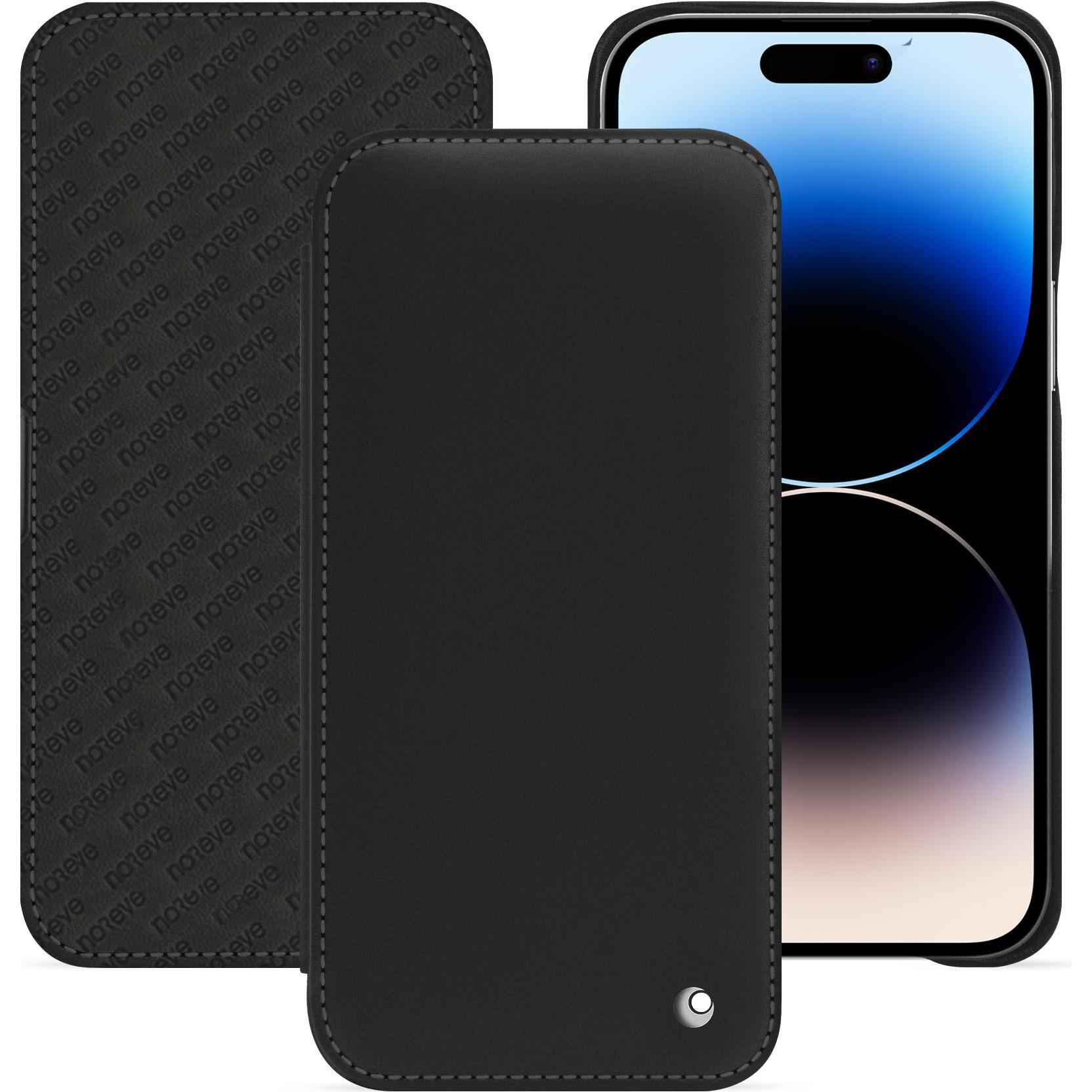 Noreve Lederschutzhülle horizontal (Apple iPhone 15 Pro Max), Smartphone Hülle, Schwarz