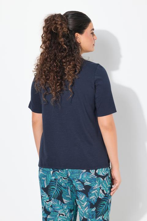 Produktbild Ulla Popken T-Shirt, Schriftdruck, Saumband, V-Ausschnitt, Halbarm (42, 44)