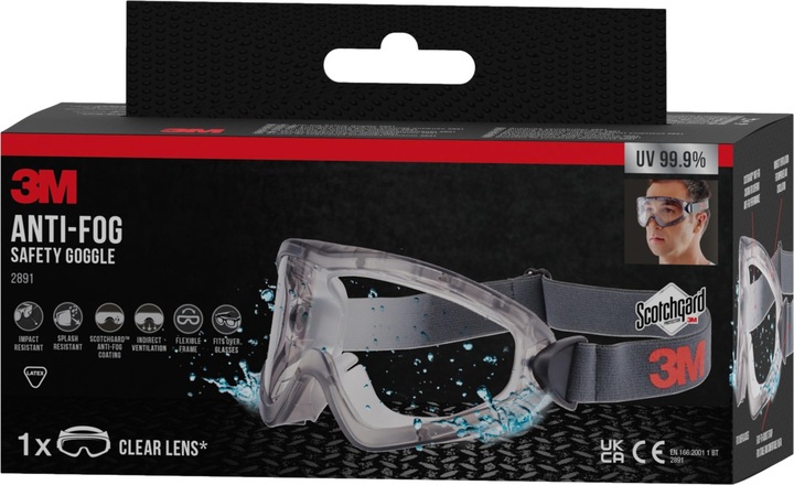 Actual product image 3M Scotchgard anti-fog safety goggles
