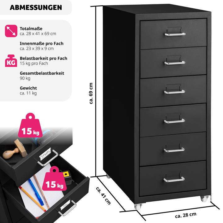Actual product image tectake roll containers (41 x 28 x 69 cm)