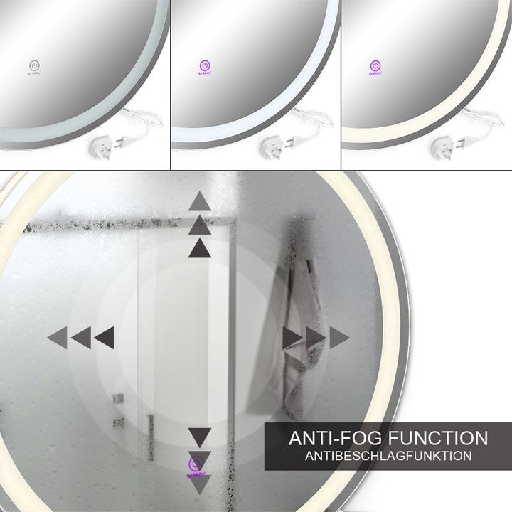 Actual product image Vicco Spiegel mit LED-Beleuchtung Lumos, Weiss, 70 cm mit Touchschalter (Ø 70 cm)