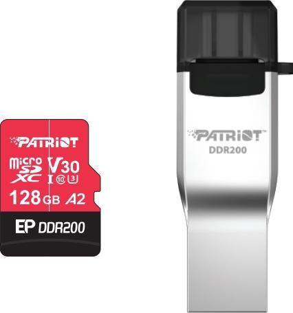 Actual product image Patriot EP DDR200 + reader/Micro SDXC/128GB/UHS-I U3 / Class 10 (128 GB, microSD, microSDXC, U3, UHS-I)