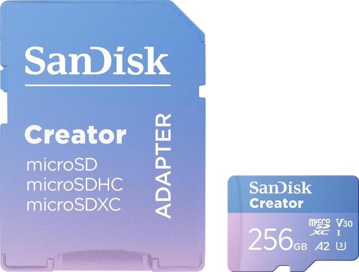 Produktbild SanDisk Creator UHS-I V30 (256 GB, microSD, U3, UHS-I)