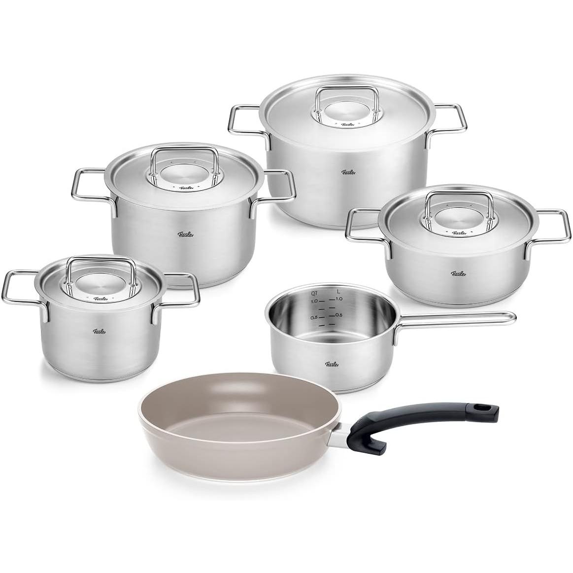 Fissler Argento Pure Collection Pannenset Met Ceratal Koekenpan Rvs 6-Delig, Padella + Pentola,