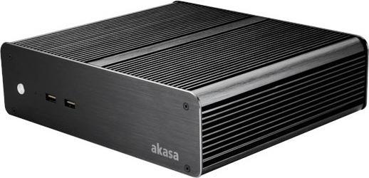 Akasa Euler T, Fanless Ali Thin Mini ITX Case, 2 x Frt USB 3.0, Cut Edge Finish, VESA with 3x2.5 HDD (Mini-ITX)