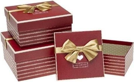Actual product image Teka Geschenkbox mit Schleife, 3 Stück, Burgunderrot ROSETT (Gift box, 3 x)