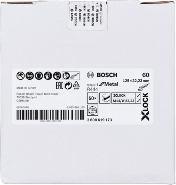 Immagine prodotto Bosch Professional Zubehör Disco in fibra X-LOCK, Ø125 mm, K 60, R444, Expert for Metal, 1 pezzo (60)
