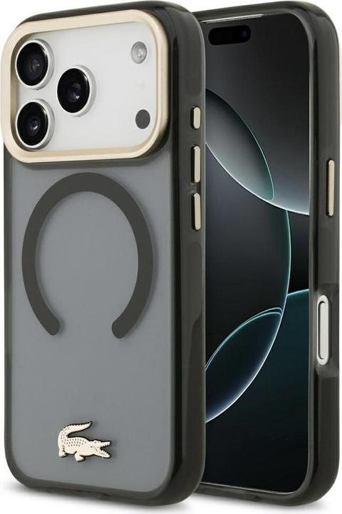Immagine prodotto Lacoste Shockproof Transparent Frosted Gold Logo MagSafe Case for iPhone 17 Pro Black (Apple iPhone 17 Pro)